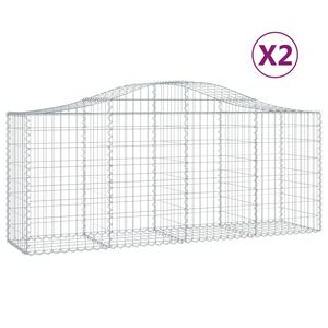 vidaXL Schanskorven 2 st gewelfd 200x50x80/100 cm gegalvaniseerd ijzer