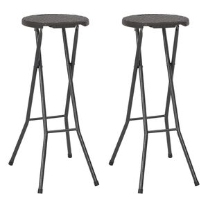 vidaXL Barkrukken inklapbaar 2 st rattan look HDPE en staal bruin