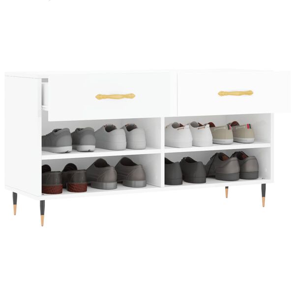 vidaXL Schoenenbank 102x35x55 cm bewerkt hout hoogglans wit