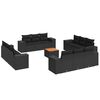 vidaXL 13-delige Loungeset met kussens poly rattan zwart