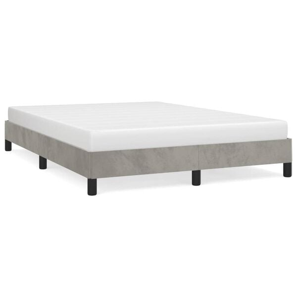 vidaXL Bedframe zonder matras 140x190 cm fluweel lichtgrijs