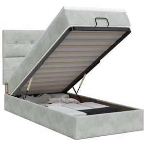 vidaXL Ottoman bed met matras Lichtgrijs 80 x 200 cm Fluweel