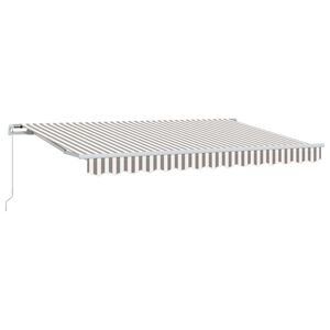 vidaXL Uitschuifbare luifel Lichtgrijs en wit. 4,5 &times; 3 m