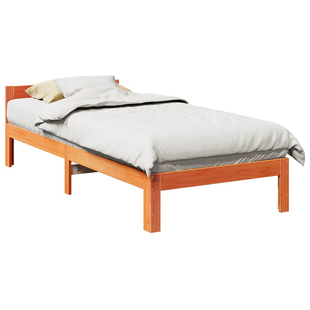 vidaXL Bedframe zonder matras massief grenenhout wasbruin 90x200 cm