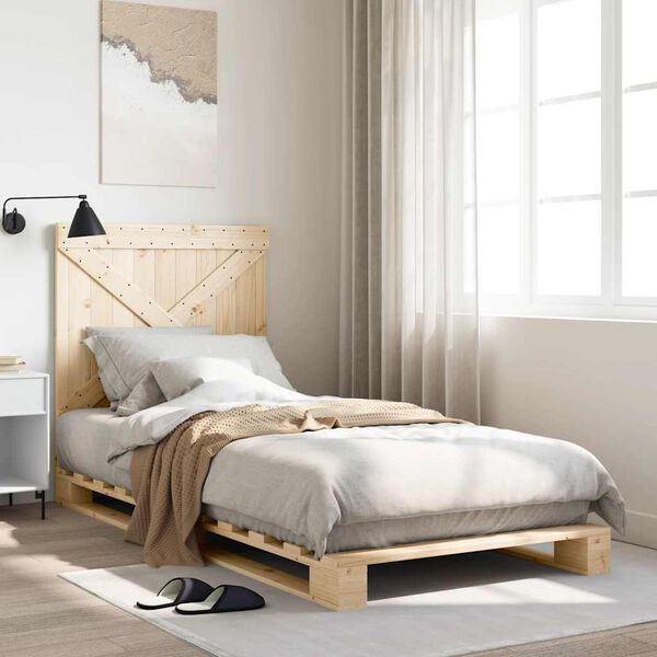 vidaXL Bedframe met hoofdbord massief grenenhout 90x200 cm