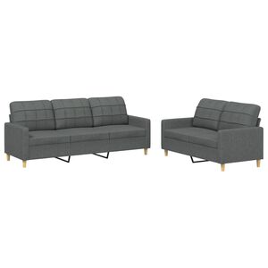 vidaXL 2-delige Loungeset met kussens stof donkergrijs