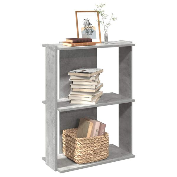 vidaXL Boekenkast 3-laags 60x30x80 cm bewerkt hout betongrijs