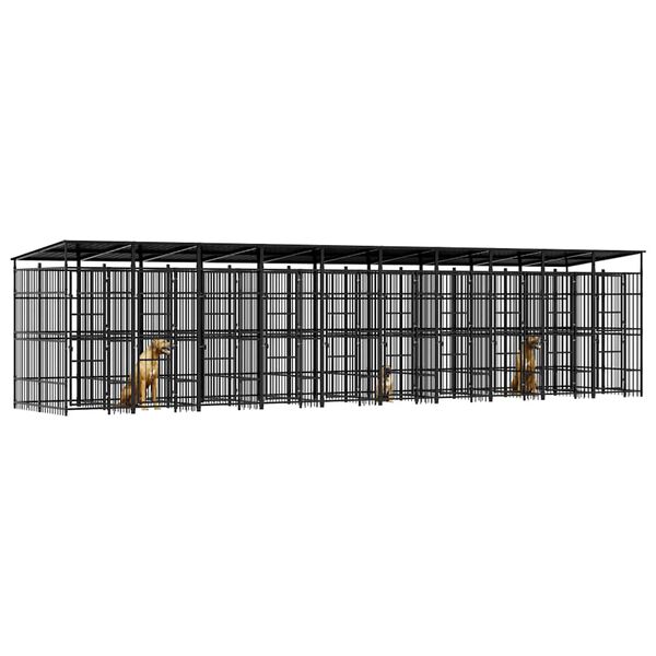 vidaXL Hondenkennel met dak 18,43 m&sup2; staal