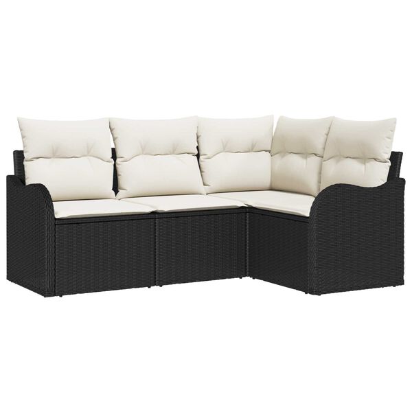 vidaXL Tuin Sofa Set 4 pcs Zwart poly rattan