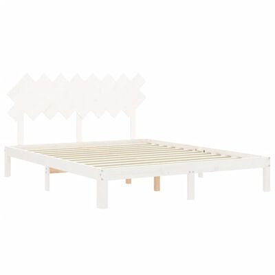 vidaXL Bedframe met hoofdbord massief hout wit 160x200 cm