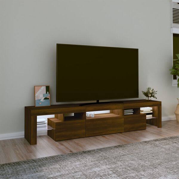 vidaXL Tv-meubel met LED-verlichting 200x36,5x40 cm bruin eikenkleur