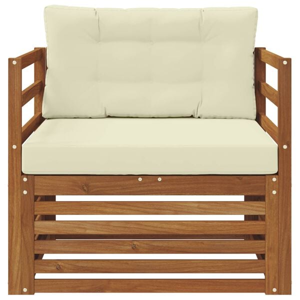 vidaXL Buiten bankenset Massief Acaciahout en Polyester Naturel