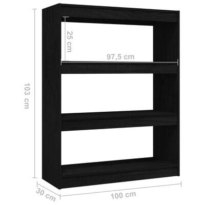 vidaXL Boekenkast/kamerscherm 100x30x103 cm massief grenenhout zwart