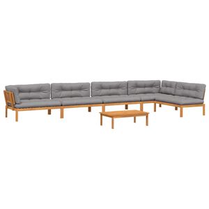 vidaXL 6-delige Loungeset pallet met kussens massief acaciahout