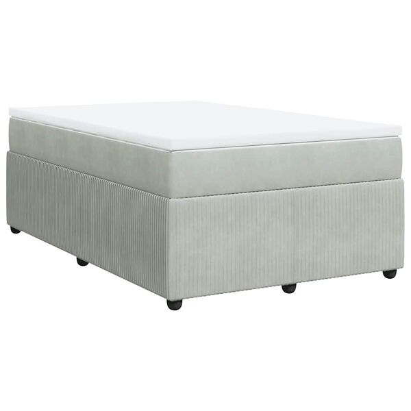 vidaXL Boxspring met matras fluweel lichtgrijs 120x190 cm