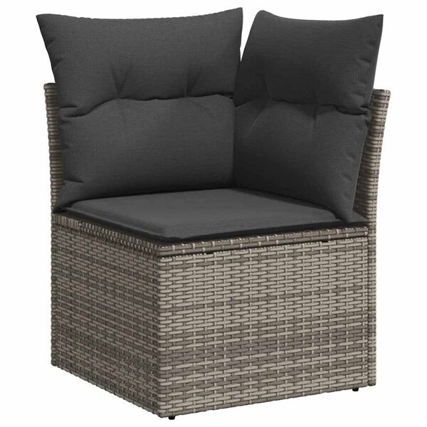 vidaXL Tuinbankenset met kussen 8 pcs Grijs poly rattan