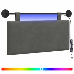 vidaXL Hangend hoofdbord Met LED-verlichting Donkergrijs Katoen Stof