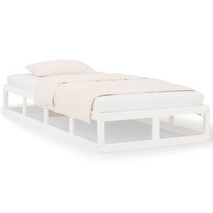 vidaXL Bedframe massief hout wit 75x190 cm