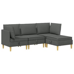 vidaXL Woonkamer Meubelset met kussen 4 pcs Donkergrijs Stof