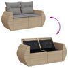 vidaXL 4-delige Loungeset met kussens poly rattan beige