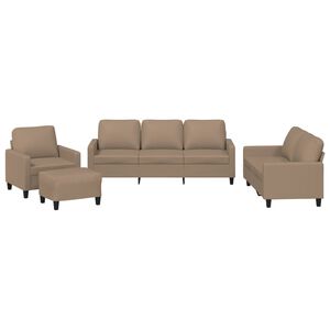 vidaXL 4-delige Loungeset met kussens kunstleer cappuccino