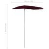 vidaXL Parasol half met paal 180x90 cm bordeauxrood