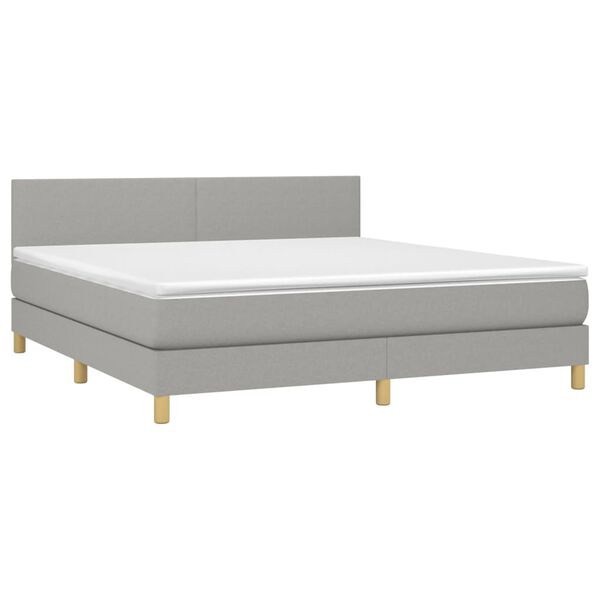 vidaXL Boxspring met matras stof lichtgrijs 180x200 cm