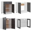 vidaXL 4-delige Keukenkastenset met aanrecht hoogglans grijs