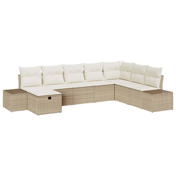 vidaXL Tuin Sofa Set met kussen 8 pcs Beige Poly riet