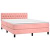 vidaXL Boxspring met matras en LED fluweel roze 140x200 cm