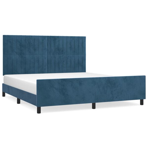 vidaXL Bedframe met hoofdeinde fluweel donkerblauw 180x200 cm