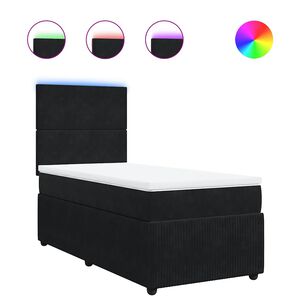 vidaXL Boxspring met matras fluweel zwart 80x200 cm