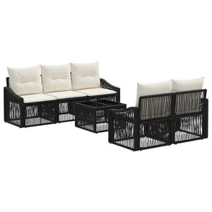 vidaXL Tuinbankenset 6 st Zwart poly rattan