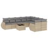 vidaXL 10-delige Loungeset met kussens poly rattan beige