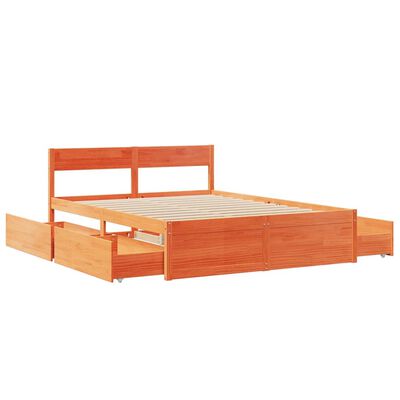 vidaXL Bedframe zonder matras massief grenenhout wasbruin 150x200 cm