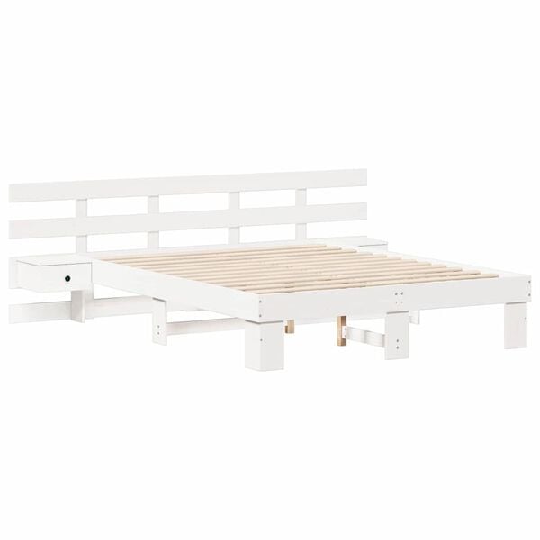 vidaXL Bedframe met hoofdeinde Wit 150 x 200 cm Massief grenenhout