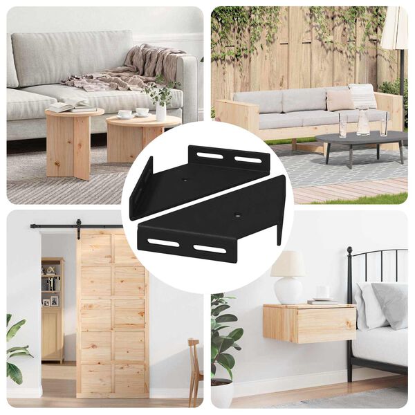 vidaXL Hoekbeugel 2 pcs Zwart 138,5 x 50,5 x 16 mm IJzer