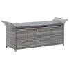 vidaXL Opbergbankje met kussen 138 cm poly rattan grijs