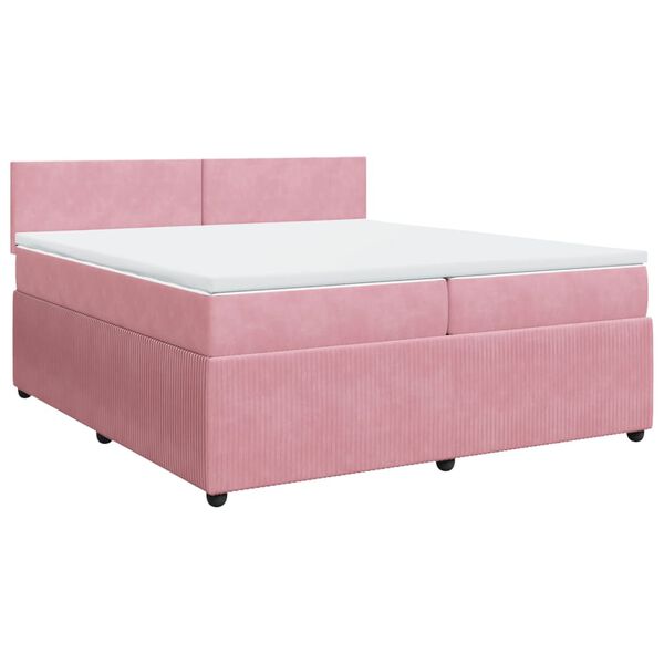 vidaXL Boxspring met matras fluweel roze 200x200 cm