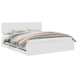 vidaXL Bedframe met hoofdeinde Wit 200 x 200 cm Geconstrueerd hout