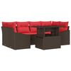 vidaXL Tuin Sofa Set 7 st Bruin en Rood Poly riet