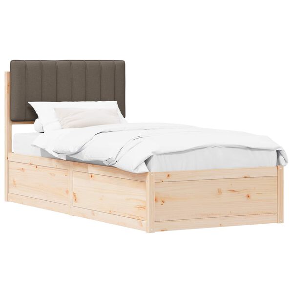 vidaXL Bedframe met Gevoerd Hoofdgedeelte Taupe 90 x 190 cm