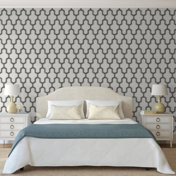 DUTCH WALLCOVERINGS Behang Geometric wit en zwart
