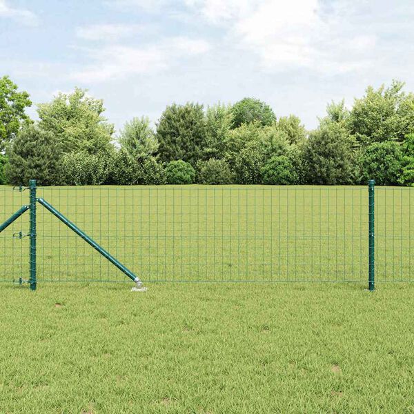 vidaXL Hek met Paal Groen 0,6 x 10 m Staal en PVC