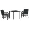 vidaXL Tuin eettafelset 3 st Zwart poly rattan