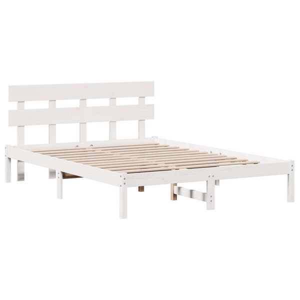 vidaXL Bedframe met hoofdeinde Wit 150 x 200 cm Massief grenenhout