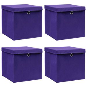 vidaXL Opbergboxen met deksel 4 st 32x32x32 cm stof paars