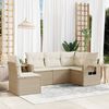 vidaXL 5-delige Loungeset met kussens poly rattan beige