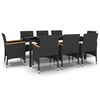 vidaXL 9-delige Tuinset poly rattan zwart