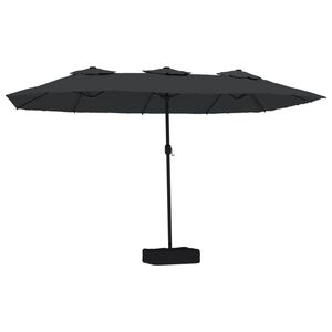 vidaXL Parasol dubbel dak met LED 449x265 cm zwart